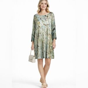 ♨️Bryn Walker Willa Tunic/Dress Acquario Print Abstract Print Long Sleeve~XL🧡